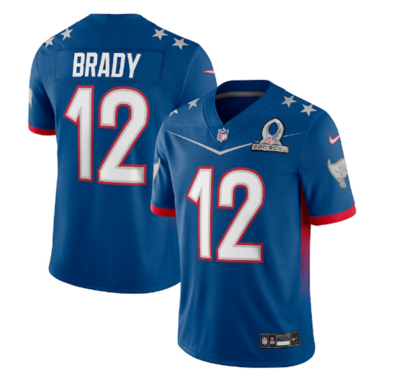 2022 Men New England Patriots 12 Tom Brady Nike blue Pro bowl Limited NFL Jersey